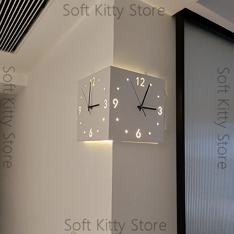 Simple and creative corner double-sided wall clock two-sided clock wall clock living room