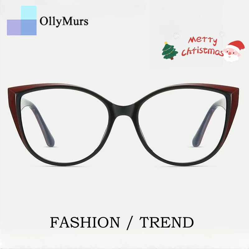 

OLLYMURS Новая мода TR90 очки-бабочки Blu-ray блокирующие ретро круглые оптические очки по рецепту оправа «кошачий глаз» женские
