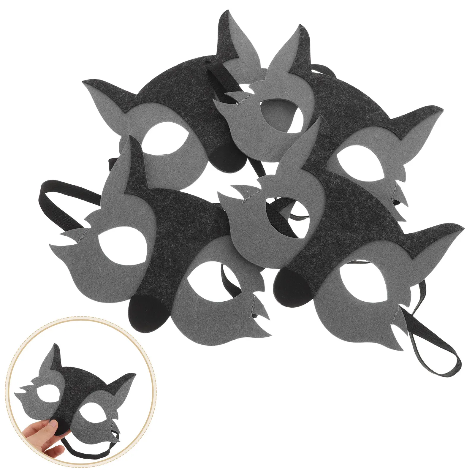 Kids Felt Wolf Masks 10 Pack Cartoon Animal Half Face Halloween Costume Party Dress Up Role Play