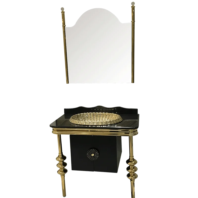 خزانة حمام من الفولاذ المقاوم للصدأ فاخرة فرنسية خفيفة، حوض غسيل مقاوم للماء، أرضية رخامية أوروبية