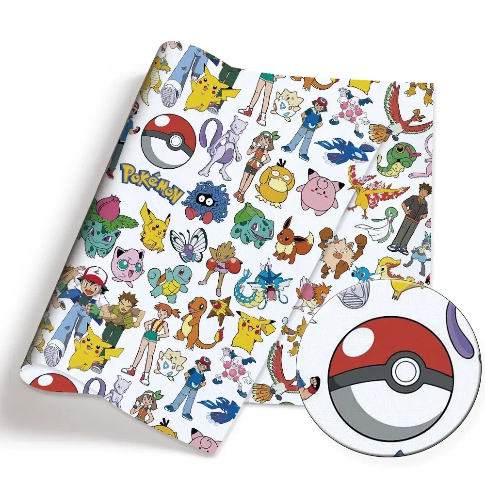 Pokemon Cartoon Fabric140*50cm Handmade Sewing Patchwork Quilting Baby Dress Home Sheet Printed Fabric Fabric Sewing Kids