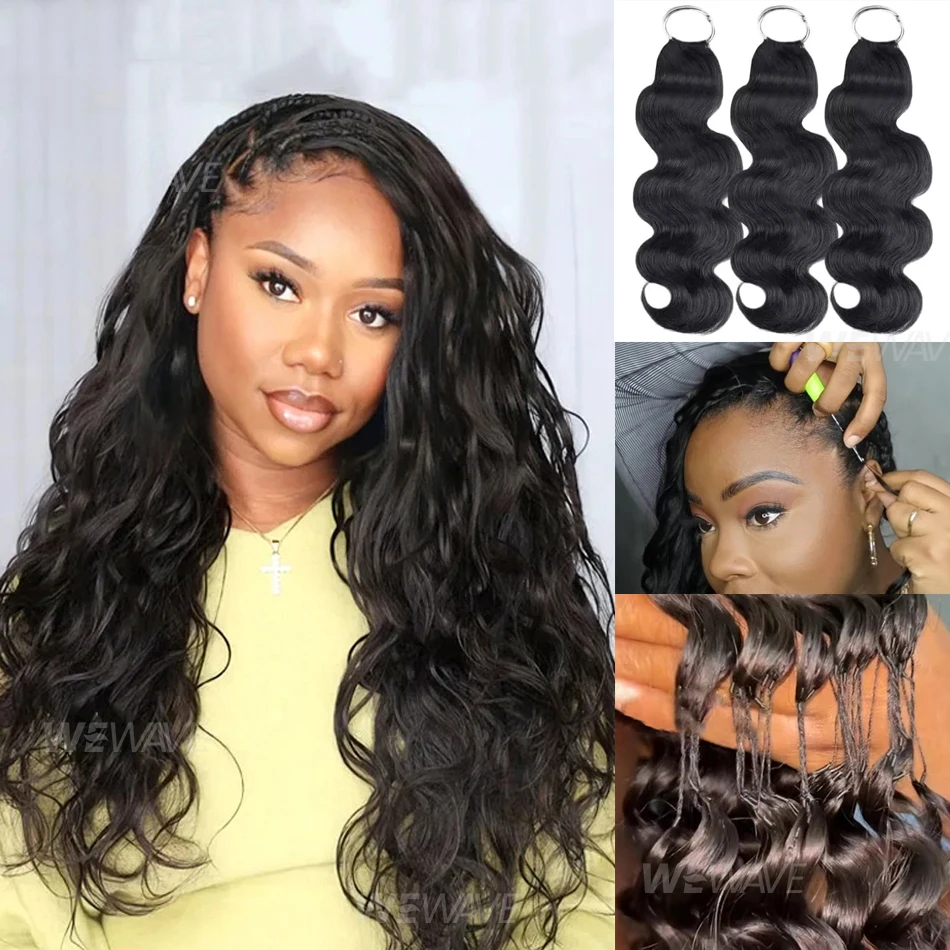 Haakwerk van echt haar, verenhaakwerk van echt haar, body wave, voorgedeelde extensions, knotless voor vlechten, twist, herbruikbaar - afbeelding 1