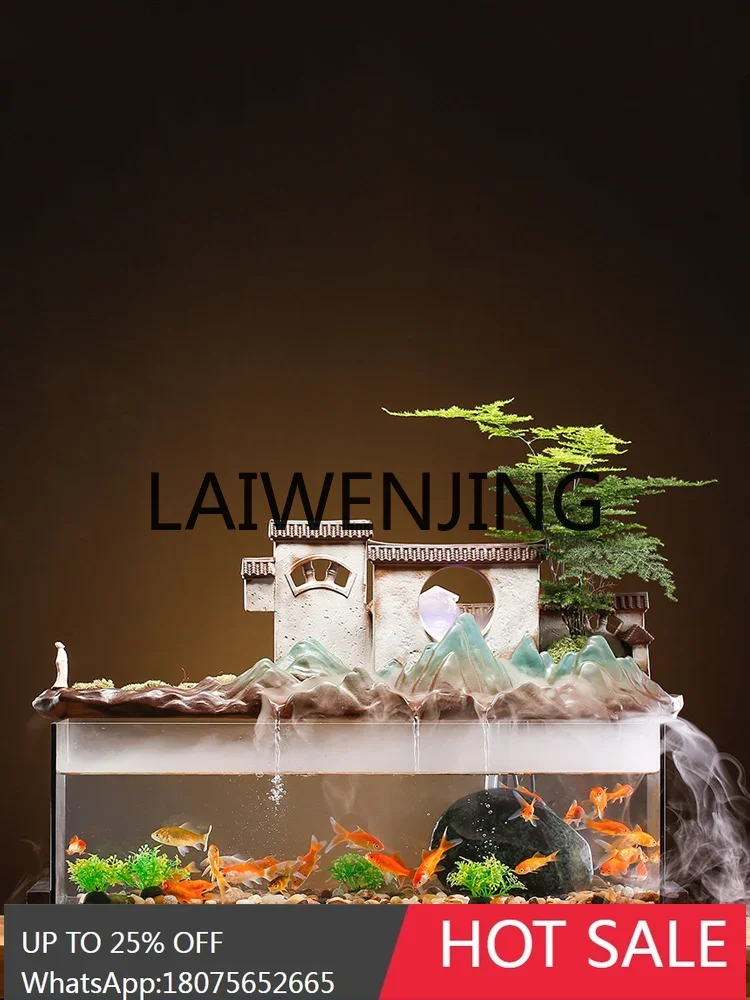 

b18Large Flowing Water Glass Fish Tank Decoration Loop Decoration Housewarming Opening-up Gifts