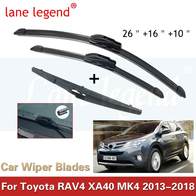 

For TOYOTA RAV4 XA40 MK4 2013-2018 Front Rear Wiper Blades Brushes Cutter Accessories J Hook 2013 2014 2015 2016 2017 2018