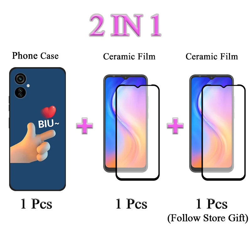 For ITEL Vision 2S Vision 3 LTE ITEL P37 Fashion Painted Soft Case 2 IN 1 With Two Piece Ceramic Film