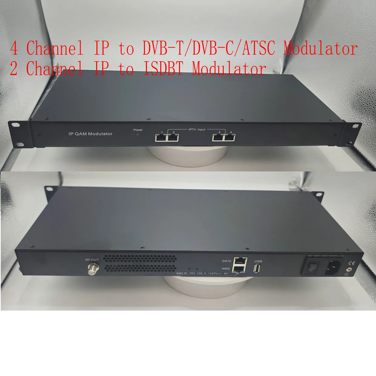 4 5 8 12 Kanaals IP naar DVB-T DVB-C ISDBT ATSC Digitale TV RF Modulator Kabel Front-End Apparatuur USB naar RF IP naar RF