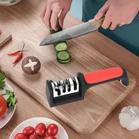 Quick Handheld Knife Sharpener Multi-function 4 Stages Type Sharpening Tool Stainless Steel Sharpening Stone for Kitchen