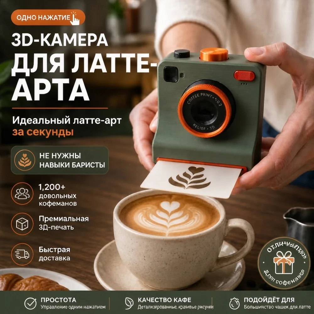 Merry Christmas Latte Art Camera Coffee Stencil Tool One Touch Press Replaceable Cards Cappuccino Holiday Present for Barista