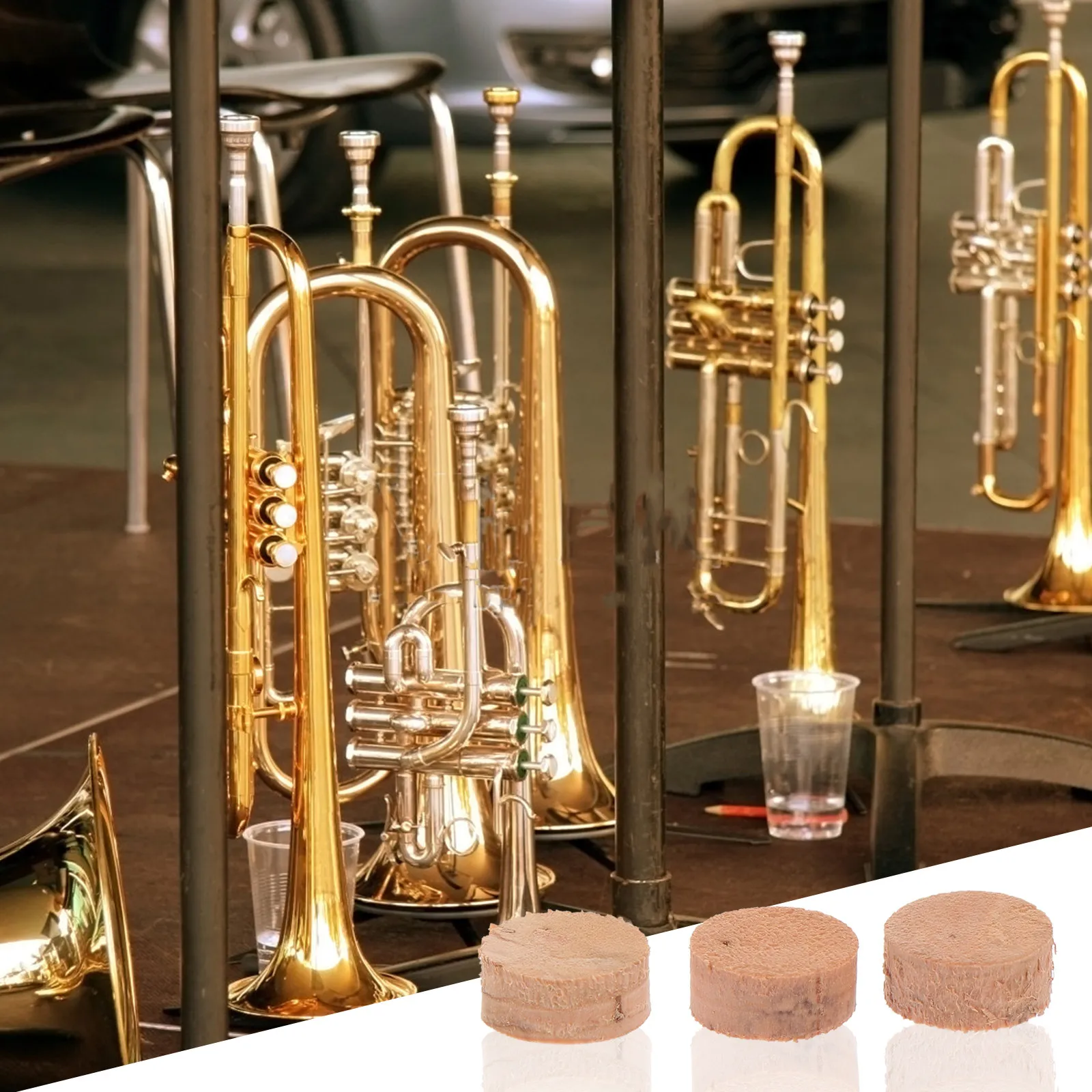 3Pcs Longhorn Trombone Water Key Pads Premium Natural Cork Cushions for Trombone Repair Replacement Kit Safe Non Deformable