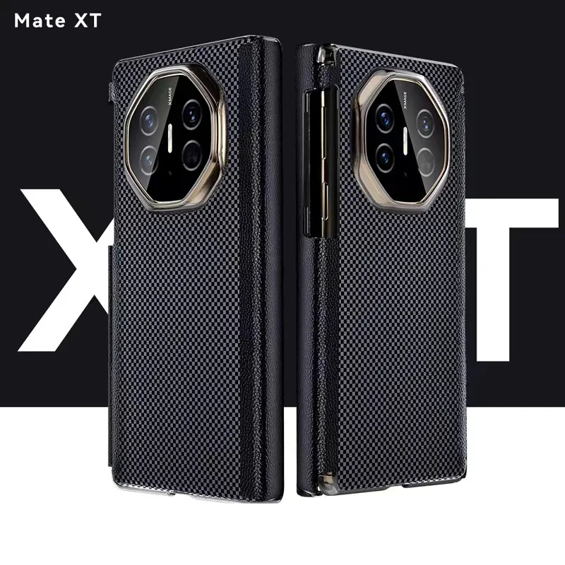 

Genuine Braided Aramid Carbon Fiber Slim Magsafe Case For Huawei Mate XT MateXT Double Matte Magnetic Flip Hinge Axis Back Cover