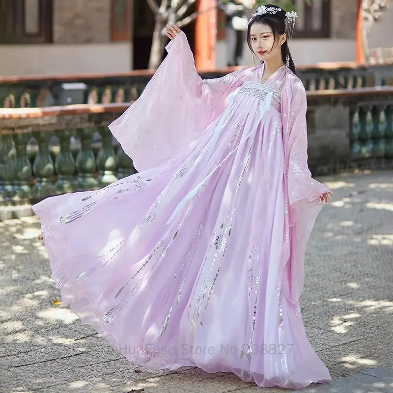 WATER Hanfu Women Pink Chinese Traditional Dress Dance Fairy Costume Plus Size Cosplay Female Princess Clothing Carnival