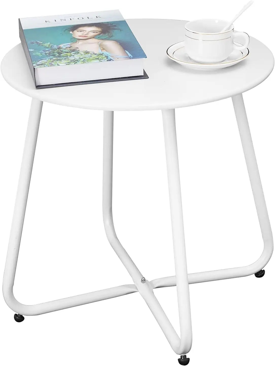 

Round Metal Outdoor Side Table – Weather-Resistant & Portable Patio End Table for Balcony, Garden, Yard | Indoor/Outdoor Use