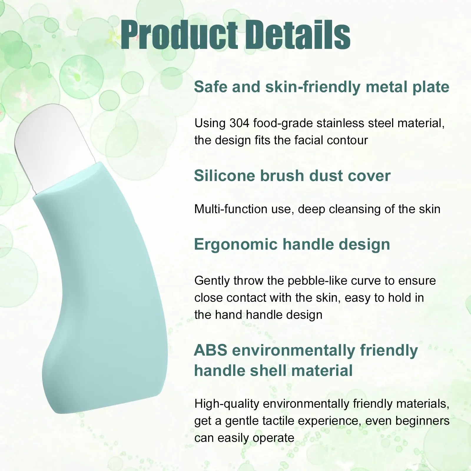 블랙헤드 제거 도구, 스테인레스 스틸 얼굴 스크레이퍼 도구, 블랙 헤드 추출기, 피부용 방진 커버가 있는 실리콘 브러시