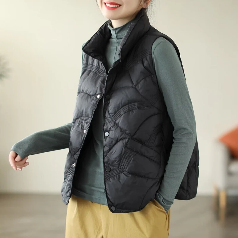 

Women's Cotton Vest 2024 Autumn Winter Fashion Simplicity Comfortable Down Cotton Waistcoat Temperament Versatile Ladies Jacket