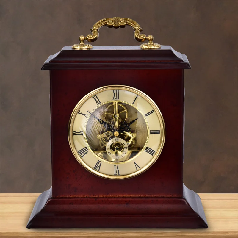 American retro machine table clock antique creative gear seat clock bedside table European clock household jewelry ornament tabl