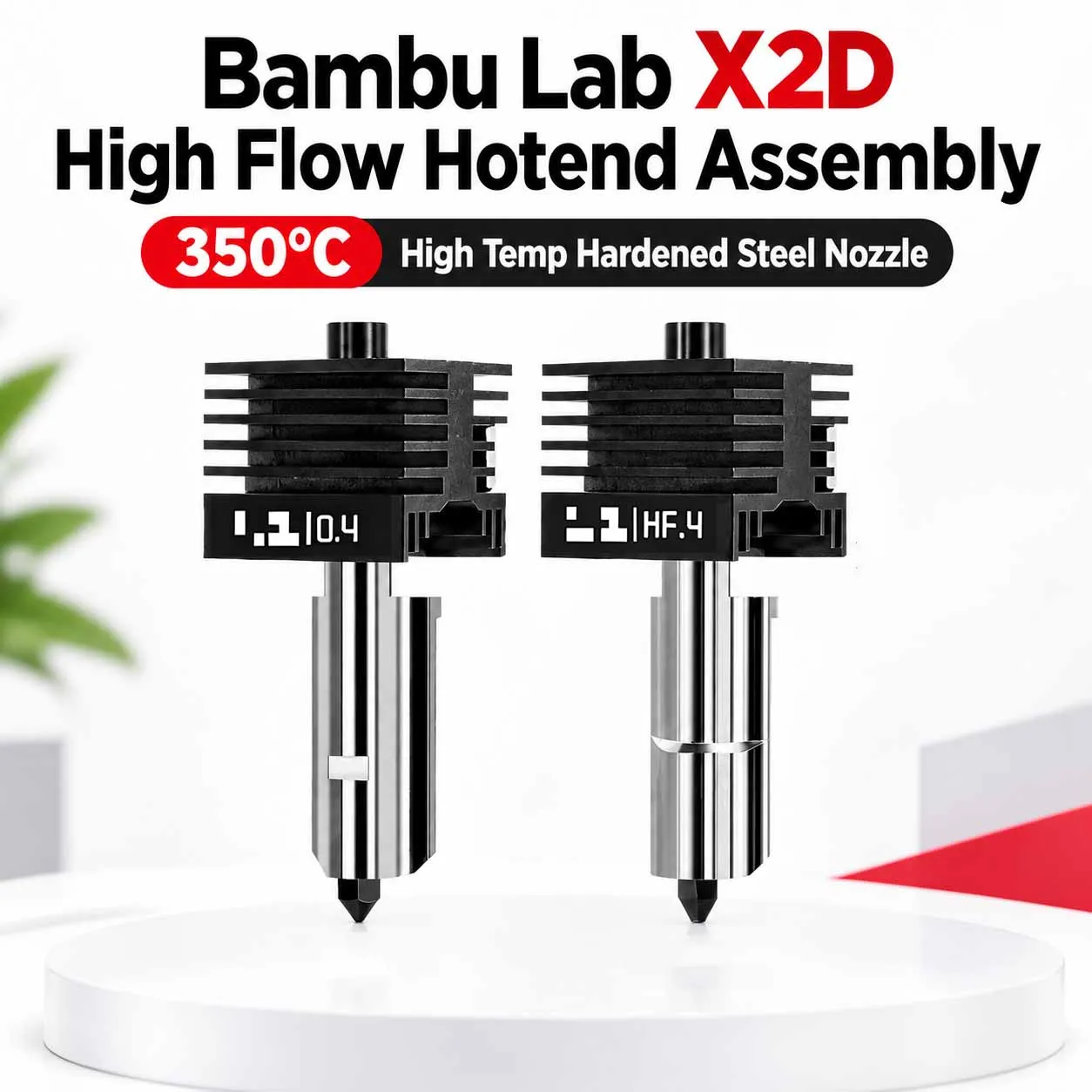 Bambu Lab X2D Standard High Flow Hotend Assembly, 350°C High Temp Hardened Steel Nozzle Printer Parts