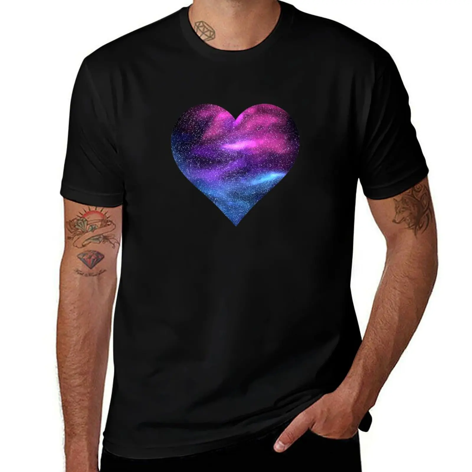 

Bi Flag Galaxy Heart T-Shirt mens graphic t shirts cotton t shirts high quality