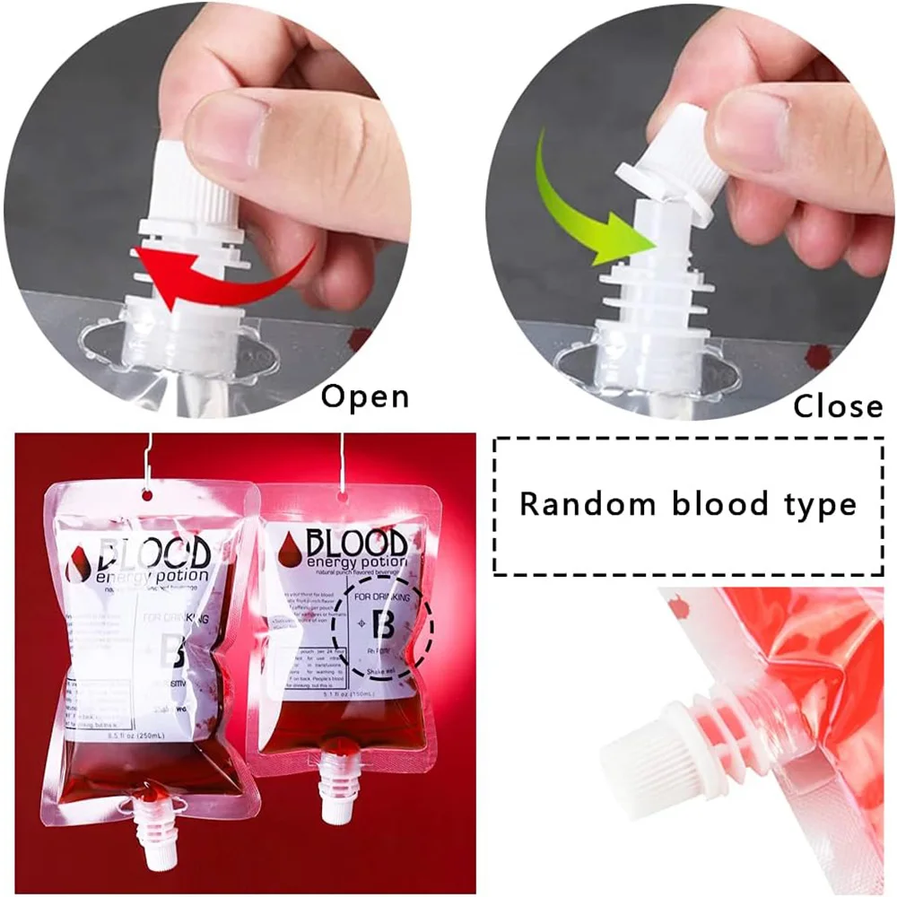 5/10pcs 150/250ml Drinks Blood Bags Halloween Decoration Reusable Drink Pouch Live Blood of Theme Party Masquerade Party Props