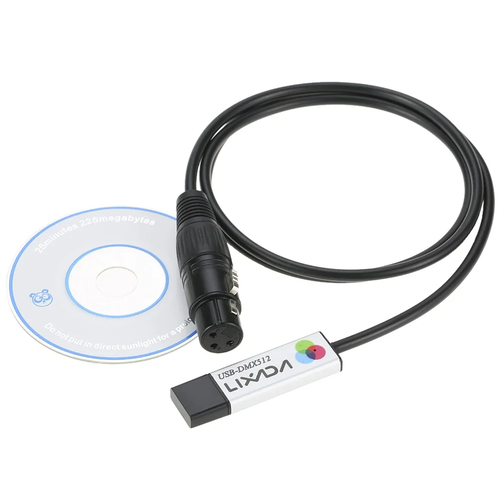 USB إلى DMX LCD مهايئ لشاشة LED DMX512 الكمبيوتر الكمبيوتر المرحلة الإضاءة تحكم باهتة Led أضواء واجهة مع CD ل DJ ديسكو #6
