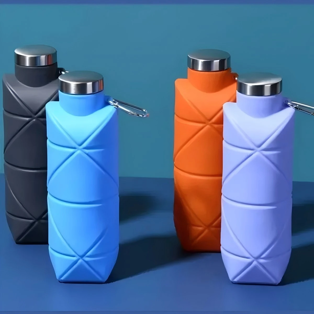 

New Food Grade Silicone Folding Water Bottle Outdoor Cycling Travel Storage Cover Lid Sport Flask Chinese Style Cup Holder