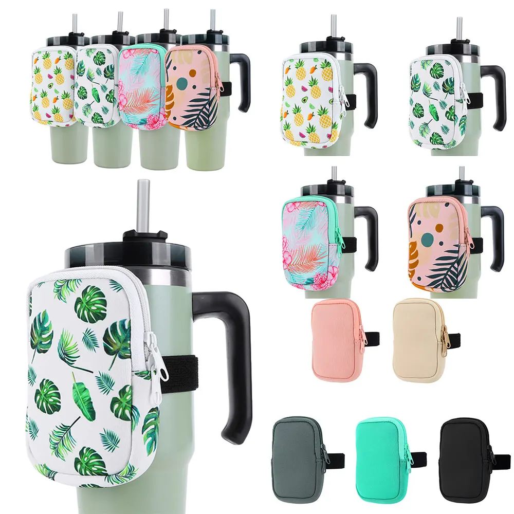 Water Bottle Pouch Printing Handheld Caddy Holder Bag For Stanley Tumblers 20/30/40oz Mugs Portable Storage Bag Gym Accessories