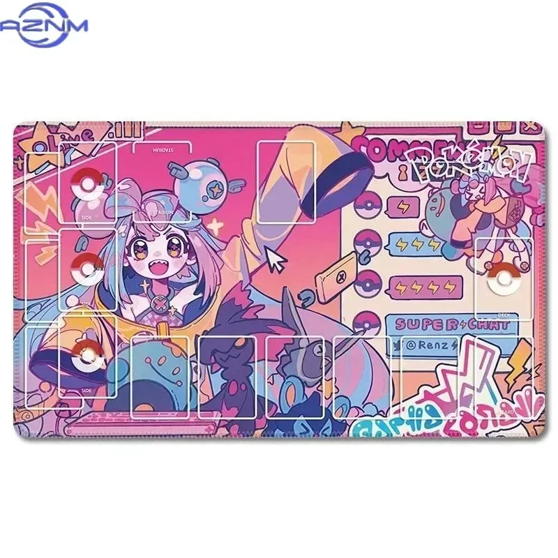 Anime Pokemon Battle Against Iono Pikachu Squirtle Bulbasaur Charizard Pattern Non-slip Waterproof Stitched Edge Desk Mat Gift