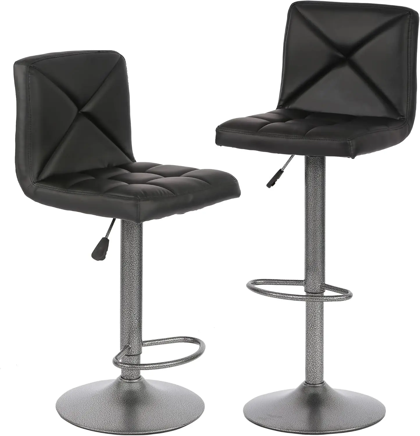 

Set of 2 PU Leather Swivel Bar Stools, Hydraulic Adjustable for Kitchen, Dining Room and Restaurants