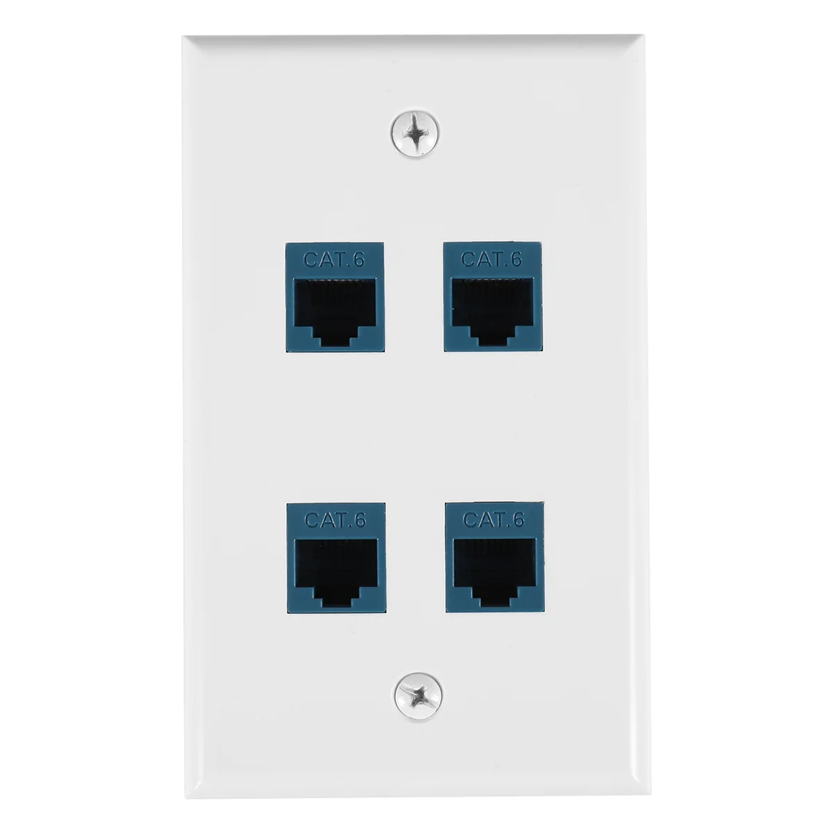 Ethernet Wall Plate 4 Port Wall Plate Female-Female Compatible with for Cat7/6/6E/5/5E Ethernet Devices -Blue