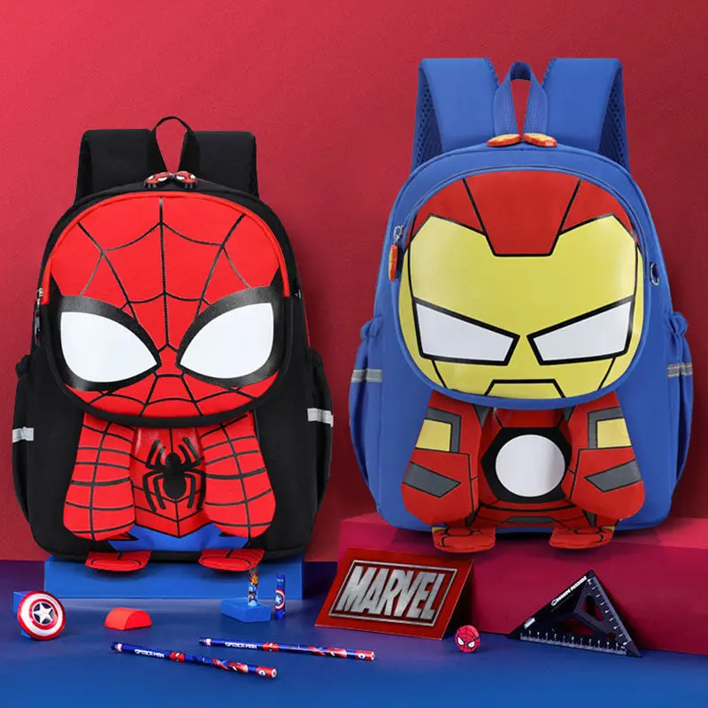 Bolsa escolar infantil Disney Marvel Cartoon, Homem-Aranha, Homem de Ferro, Mochila menino bonito, tendência de viagem