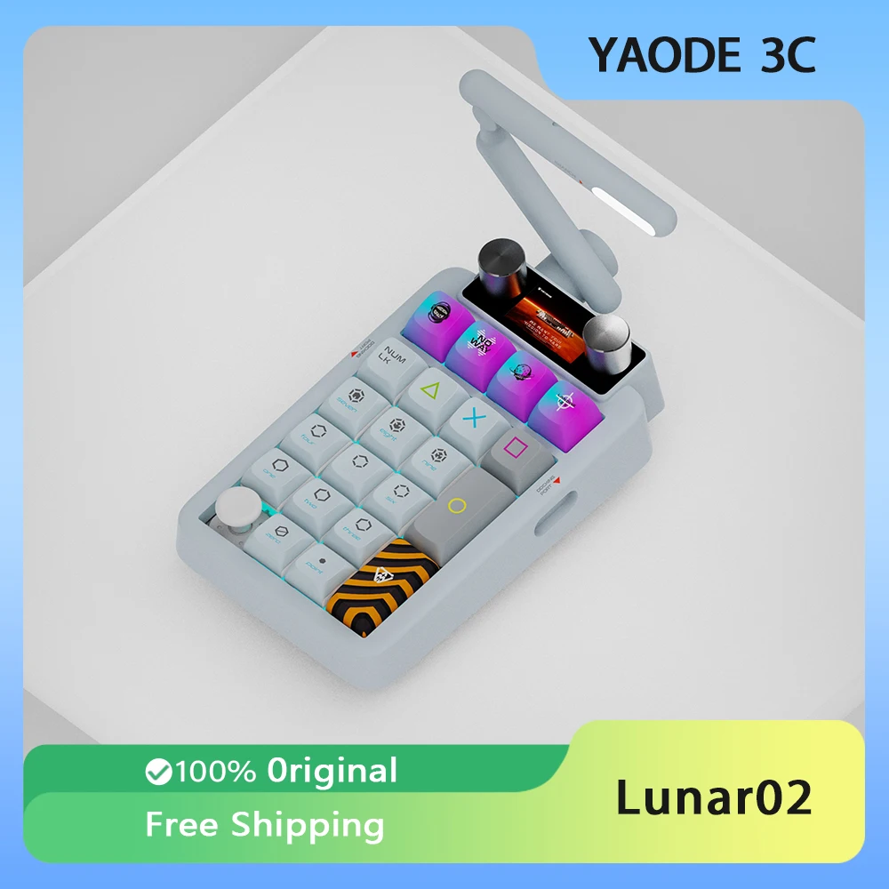 KeysMe Lunar02 Mechanical Keyboard 2.4G Wireless Bluetooth Mini Keypad Numpad Hot-Swap RGB 21 Key Numeric Customized Accessories