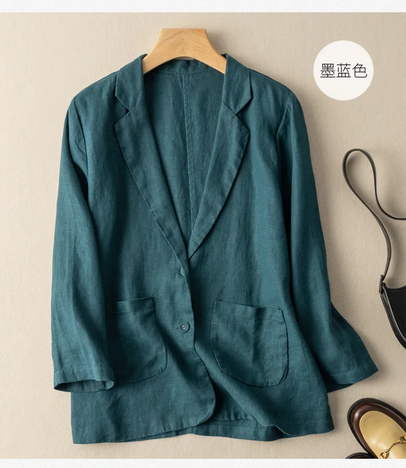 

Casual Cotton Linen Women's Coat Long Sleeve Blazer Thin Suit Women Autumn New Coats Jacket Women Y2k