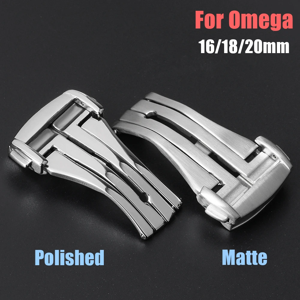 

Складная пряжка для часов Omega, застежки из нержавеющей стали 16 мм, 18 мм, 20 мм для Seamaster, полированный матовый ремешок для часов, кнопка