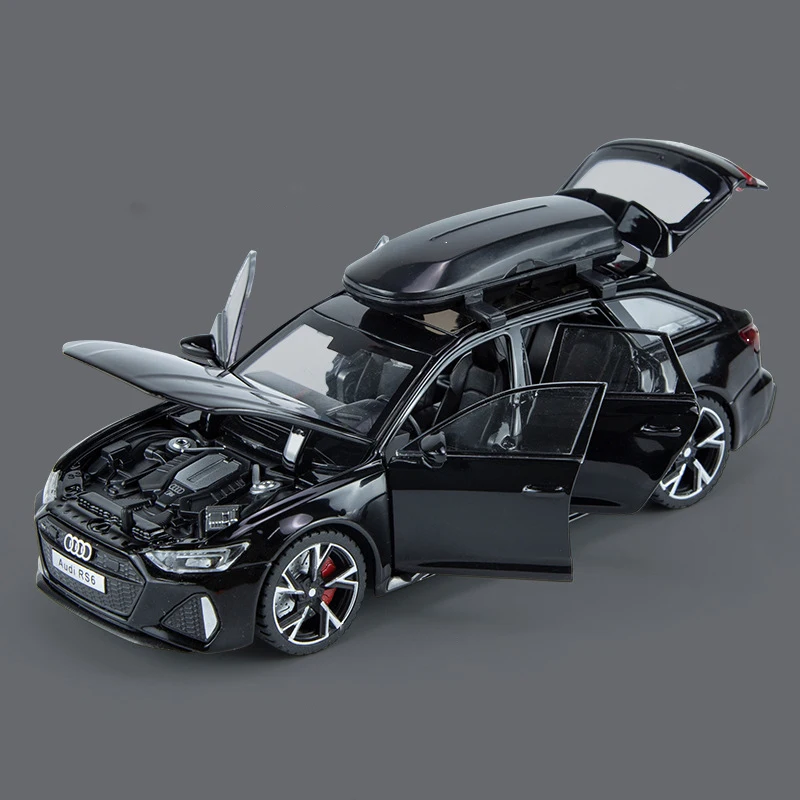 Audi RS6 Quattro Station Wagon Model Car Toy para Crianças, Diecasts Metal, Fundição de Metais, Som e Luz, Brinquedos Veículos, 1:32