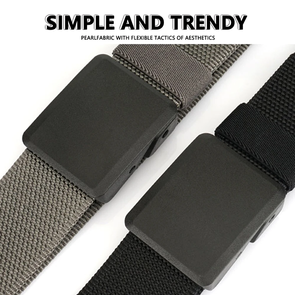 TUSHI Neuer elastischer Gürtel für Herren ohne Metall, Schnellverschluss, Nylon-Schnalle, weiche Faser, Unisex, Stretch-Gürtel, Wandern, Angeln, Sportgürtel – Detail 4