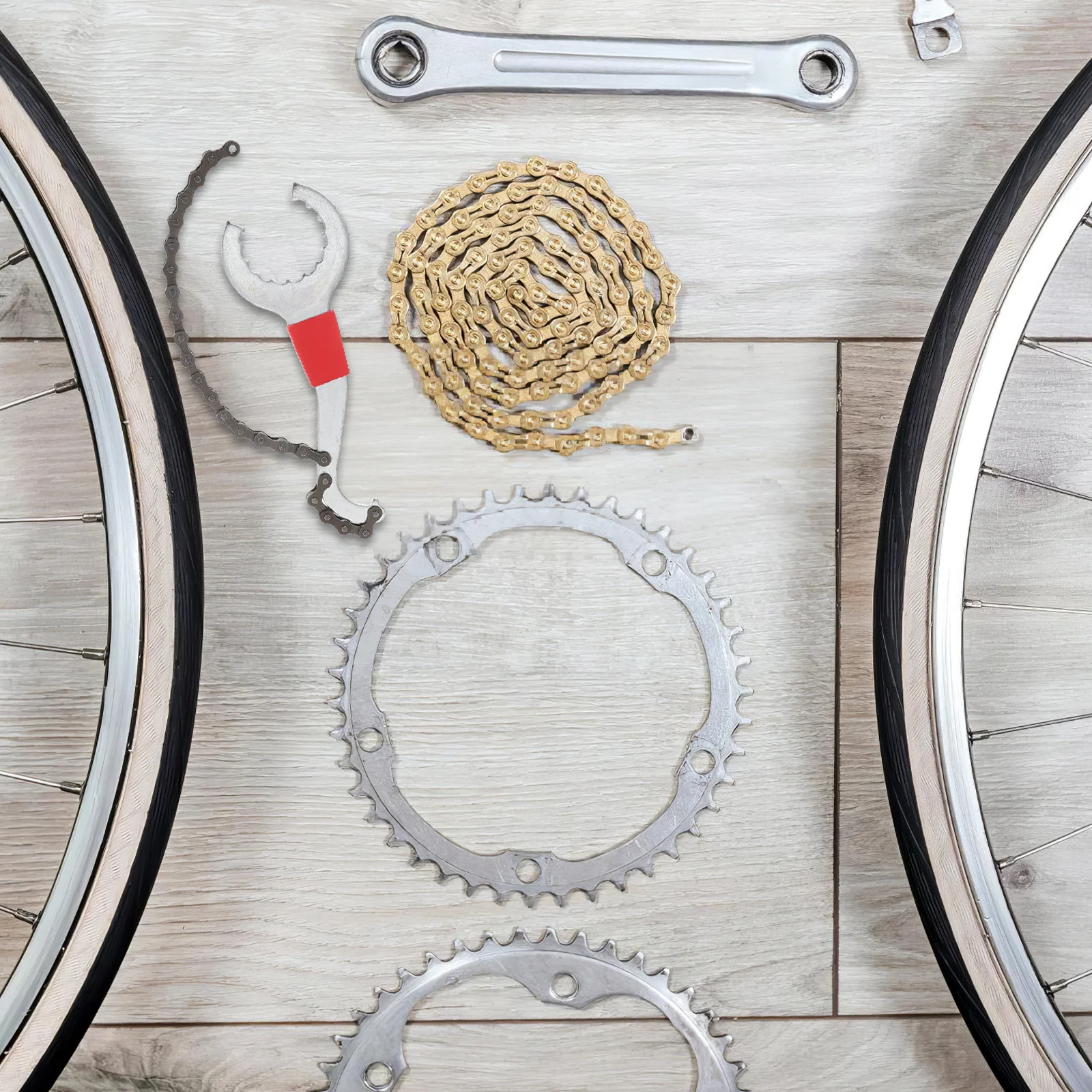 Bicycle Repair Tool Multi-Function Crankset Chain Wrench Flywheel Removal Portable Bike Tool for Road Mountain Bikes