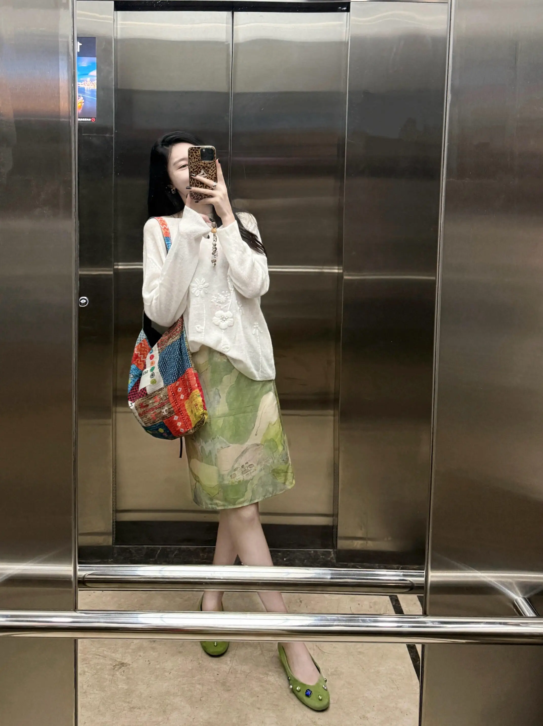 Casual Style Half Body Skirt Women's Summer New Fashion Straight Cut Transparent Print Micro-Light Midi Skirt City Commute Da...