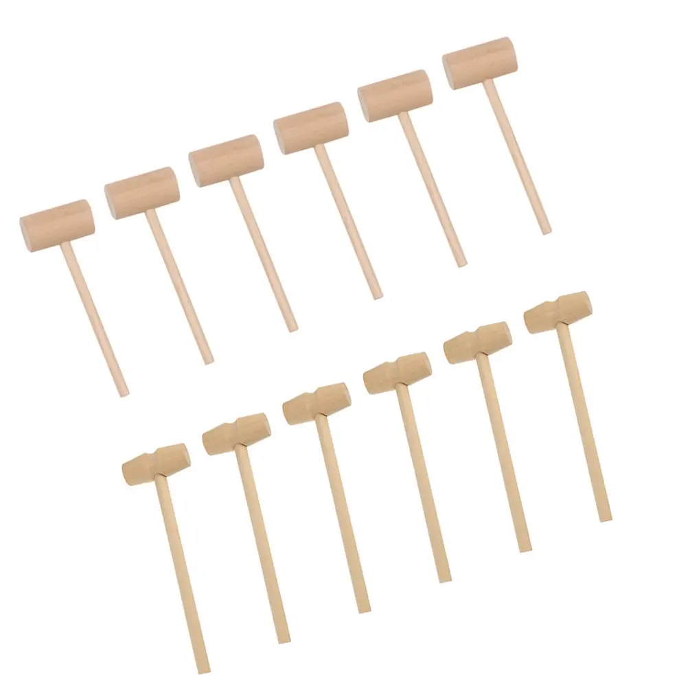 20Pcs Solid Wood Mini Hammer Set Smooth Burr Free Eco Friendly Wooden Mallet for Infant Grip Training Cooking Food Prep Home
