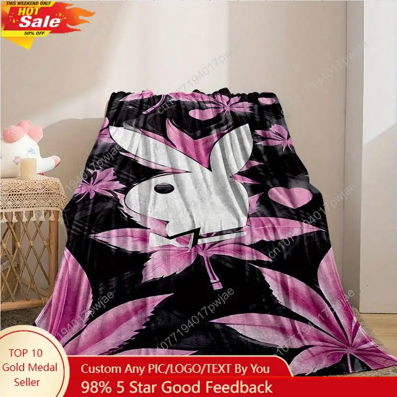 

Cute Cozy Bunny Print Soft Throw Blanket Blanket Soft All-Season Throw With Vintage Black Purple Geometric Custom blankets