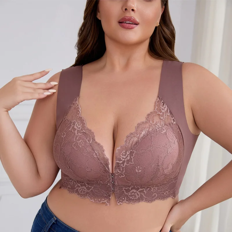 Ross Border engorde y sujetador de talla grande con chaleco fino con hebilla frontal para mujer, fruncido con parte de atrás bonita y arreglo de hebilla frontal