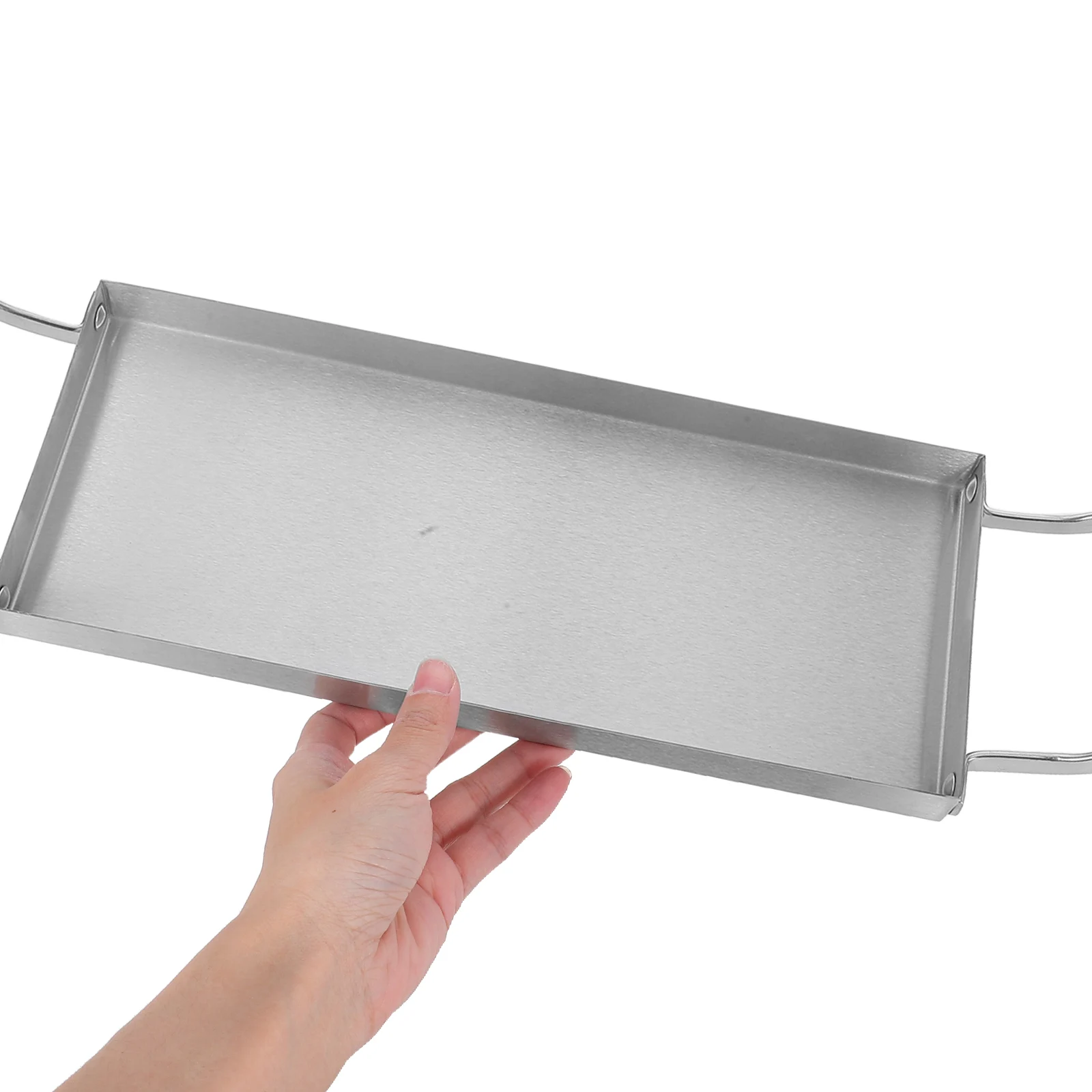 

Elegant Stainless Steel Bbq Plate Flat Rectangular Shape Ideal for Grilling Appetizers Desserts Pot Party Snacks