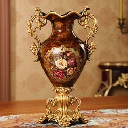 Home Decoration European-style Flower Ornaments Living Room Entrance Flower Arrangement Resin Table Flower Vase