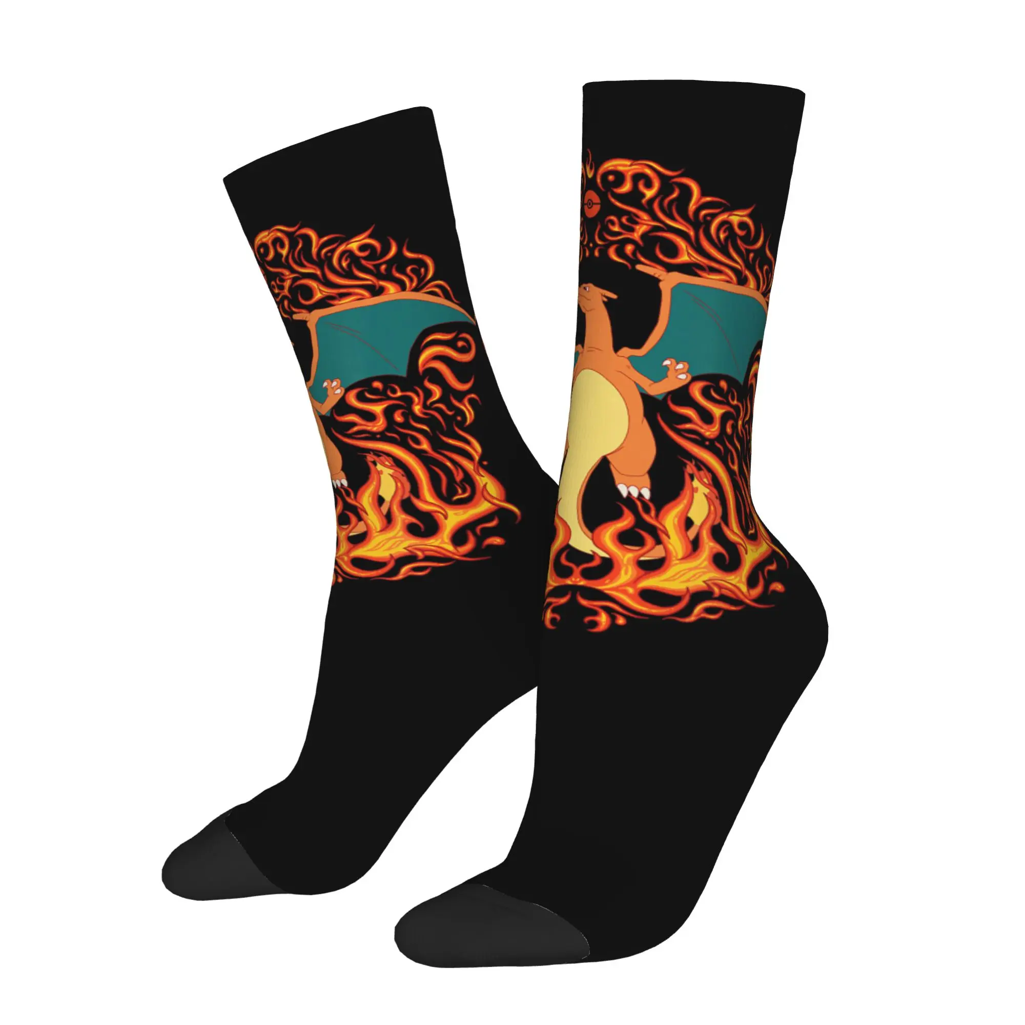 cycling socks Pokemon   Charizard Fire Type Flames Generation 1 Crazy Men's compression Socks Unisex items Crew Sock