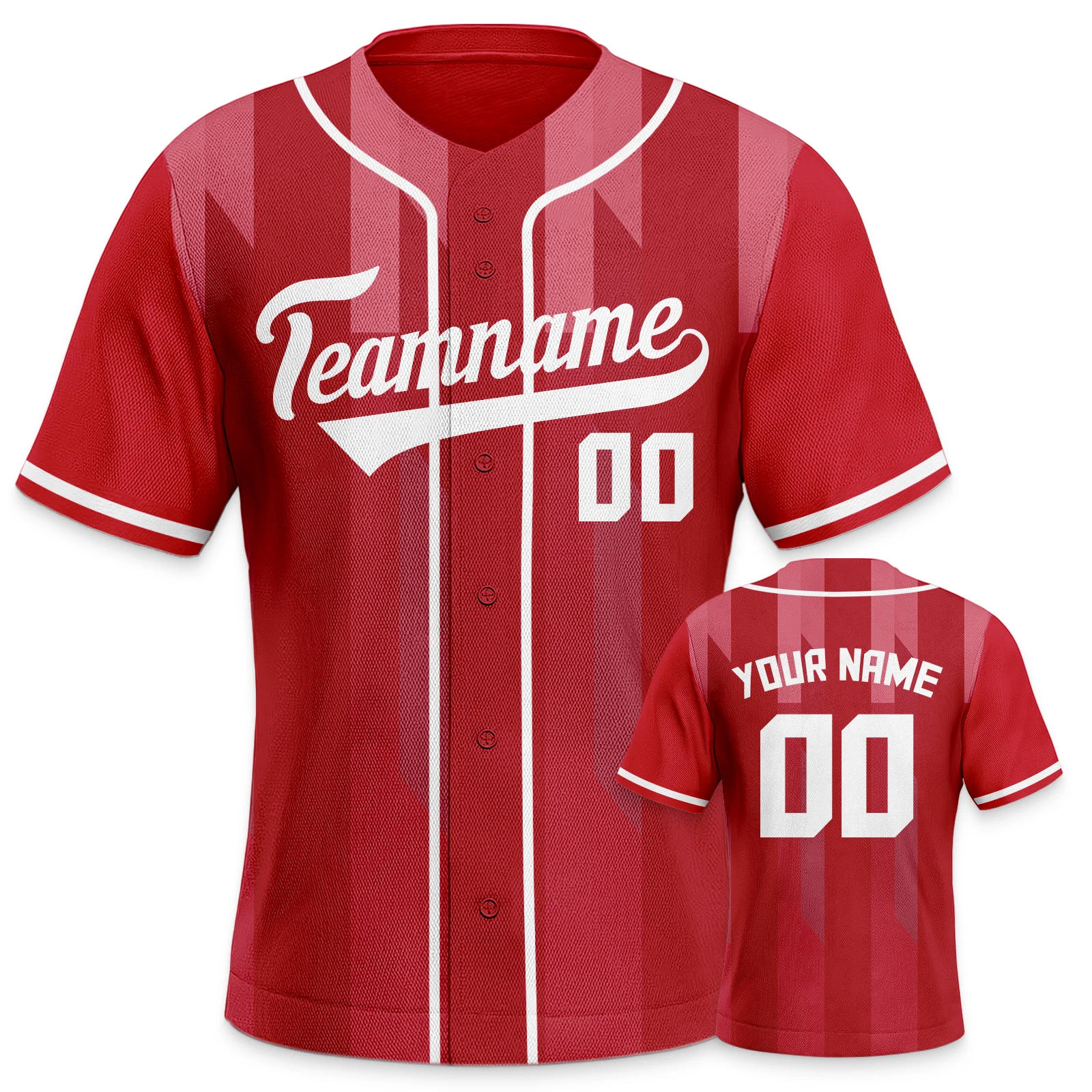 Custom Baseball Jersey 3D Sublimation Name Number Personalized Red White Baseball Shirts Sports Uniform for Adults Kids Boys