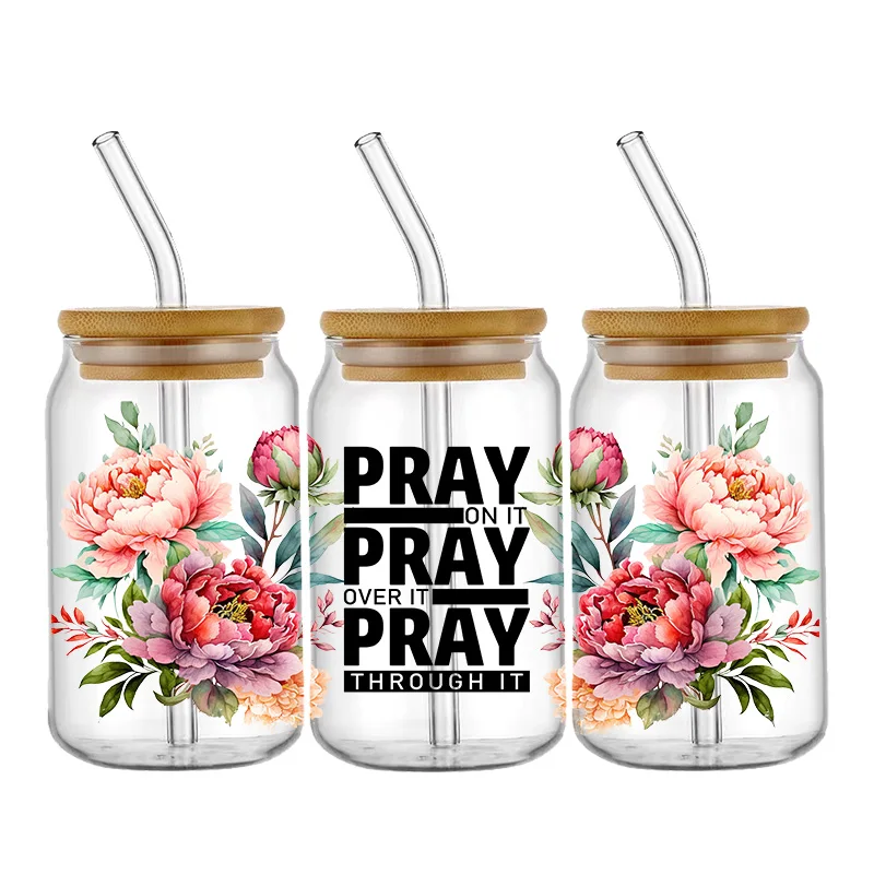 Spring Flower Butterfly Transfer Stickers Waterproof UV DTF Cup Mug Wraps Sticker DIY 3D Wrap Decal For 16oz Libbey Glass