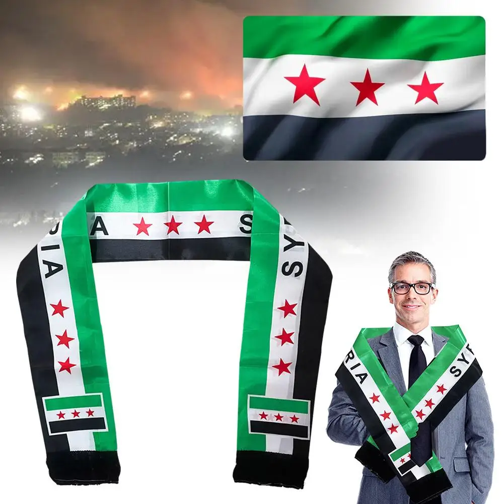 Syrian Printed Scarf For Men Women Lightweight Flag Printed Scarf Versatile Three Star Scarf Banner For Event Decoration