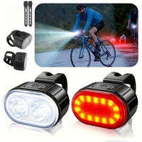 Rechargeable Bike Light Set,Bicycle Front Headlight Rear Taillight,LED Safety Flashlight,Multiple Modes,Mountain Road Cycling