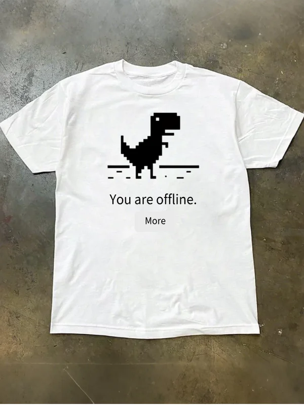 You Are Offline  IT Guy Programmer Short Sleeve Pure Cotton T-Shirt Breathable Casual round Neck Top for Teens Summer