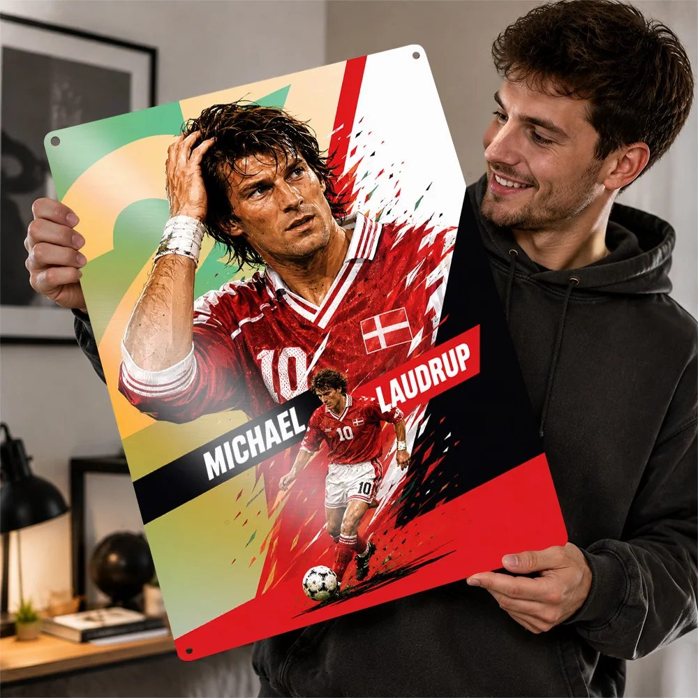 Michael Laudrup Football Printed Poster Personalized Aluminum Metal Sign Club Legacy Style Wall Art Made For Matchday Admirers