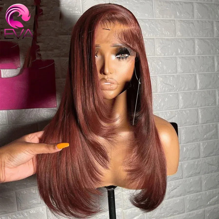 Layer Cut Human Hair Wig Glueless 5x5/6x6/7x7 HD Lace Closure Wig Pre Plucked Colored Straight HD Lace Wig Bye Bye Knots HD Wigs