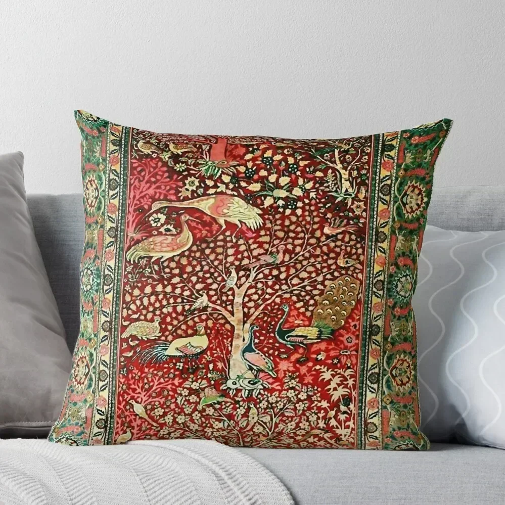 

Antique Persian Rug Bird Tree Flowers ca. 1600 Print Throw Pillow Sofa Cushion Cover Decorative Cushions For Living Room pillow